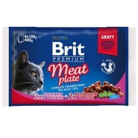 Brit PREMIUM sos za macke curetina i piletina; govedina i grasak 4x100g